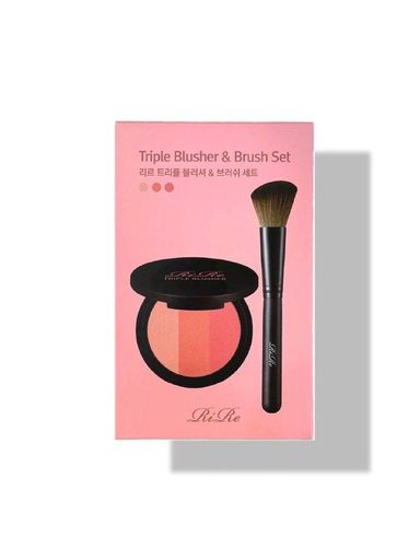 Трехцветные румяна с кистью (9гр + щетка) RIRE TRIPLE BLUSHER & BRUSH SET. 