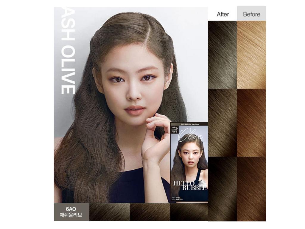 Мусовая краска для волос 6АО Оливковый Mise en scene hello bubble black pink edition 6AO Olive