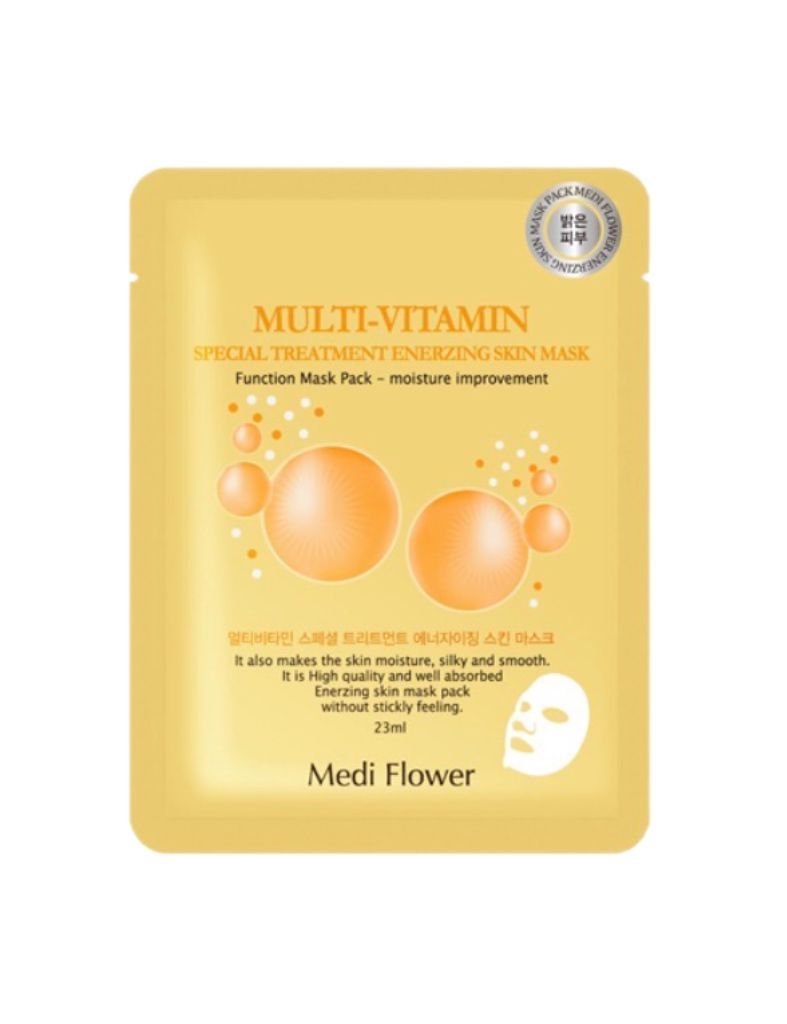 Увлажняющая тканевая маска для лица с мультивитамином Medi Flower Mask Pack Special Treatment Energizing Skin Multi-Vitamin, 23 мл
