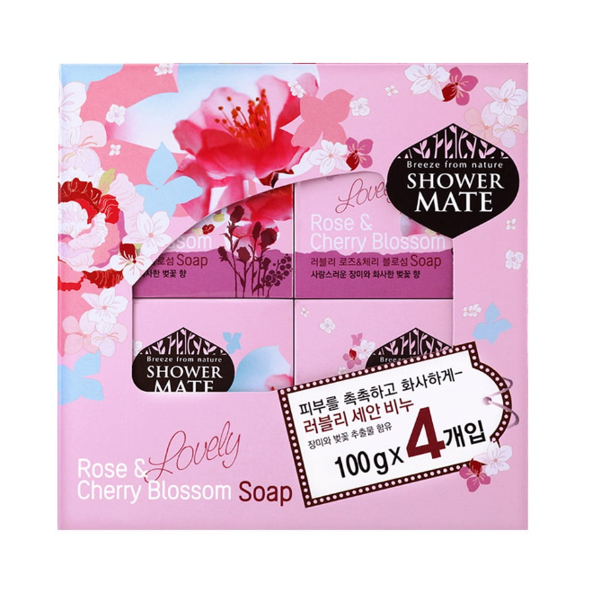 Мыло косметическое с экстрактом розы и вишни Shower Mate Soap Rose & Cherry Blossom 100г