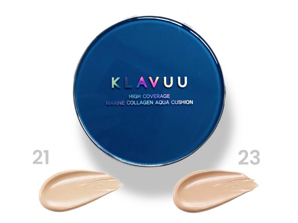 Кушон с морским коллагеном Klavuu Blue Pearlsation High Coverage Marine Collagen Aqua Cushion SPF 50+ РА+++, 12гр*2 №21.