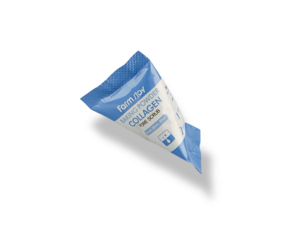 Очищающий скраб для лица с содой и коллагеном FarmStay Baking Powder Collagen Pore Scrub, 7гр. ( очищение пор, матовость кожи, упругость, увлажнение)