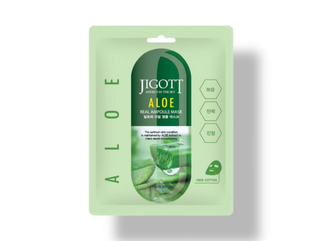 Тканевая маска с экстрактом алоэ вера Jigott Real Ampoule Mask Aloe, 27 мл. 