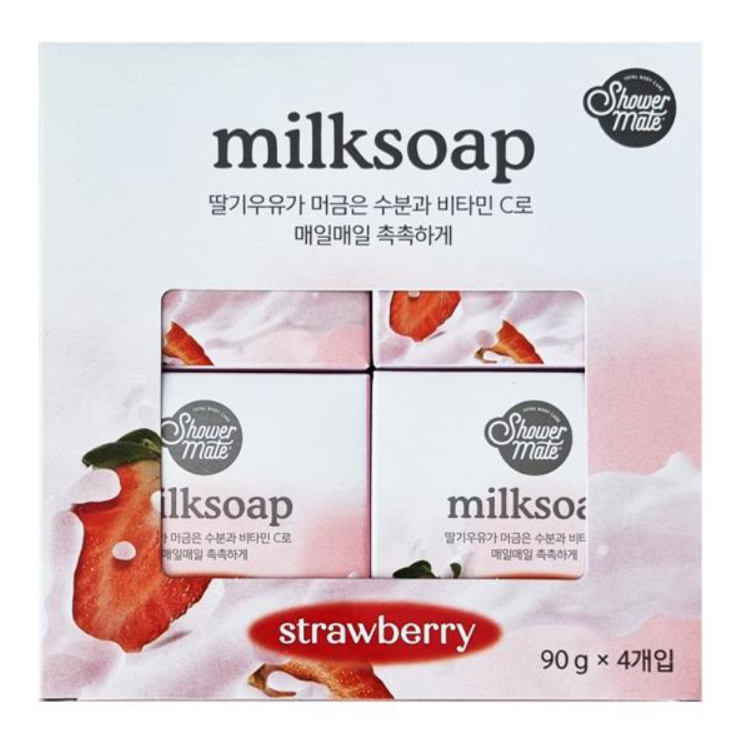 Мыло для душа с ароматом клубники и молока Shower Mate Soap white Strawberries Milk Scent 90г