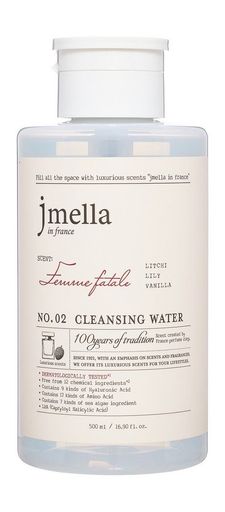 Мицеллярная очищающая вода с ароматом личи, лилии и ванили Jmella France Femme Fatale Cleansing Water, 500 мл. 