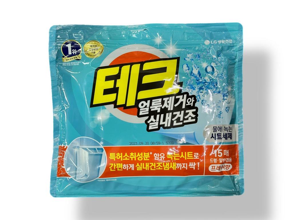 Средство для удаления пятен Tech power stain removal indoor drying melting sheet detergent general drum fresh scent 15 салфеток