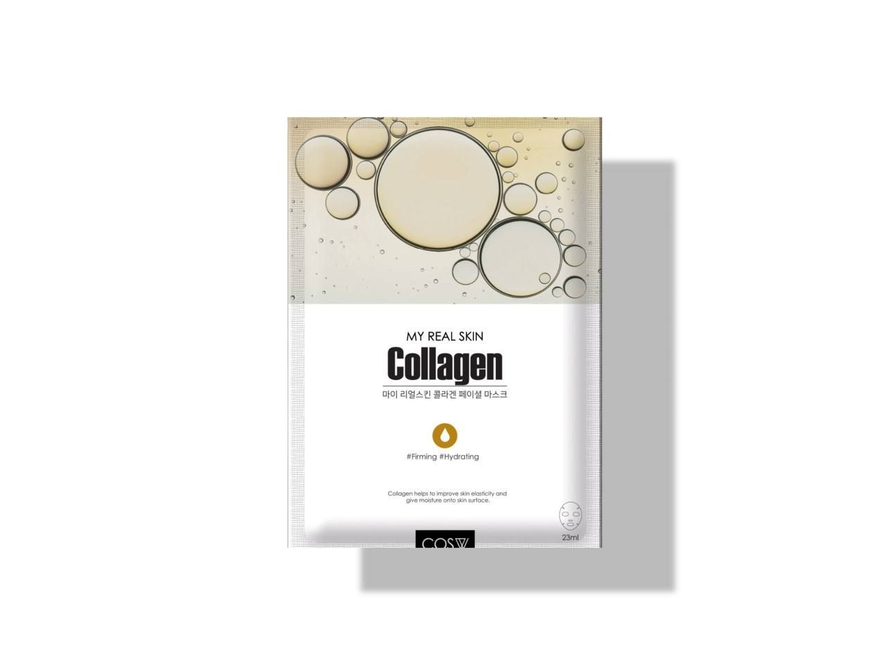 Укрепляющая тканевая маска для лица с коллагеном COS.W My Real Skin Facial Mask Collagen, 23 мл.