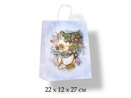 Пакет крафт "Кролик на ветке" 22 х 12 х 27 см
