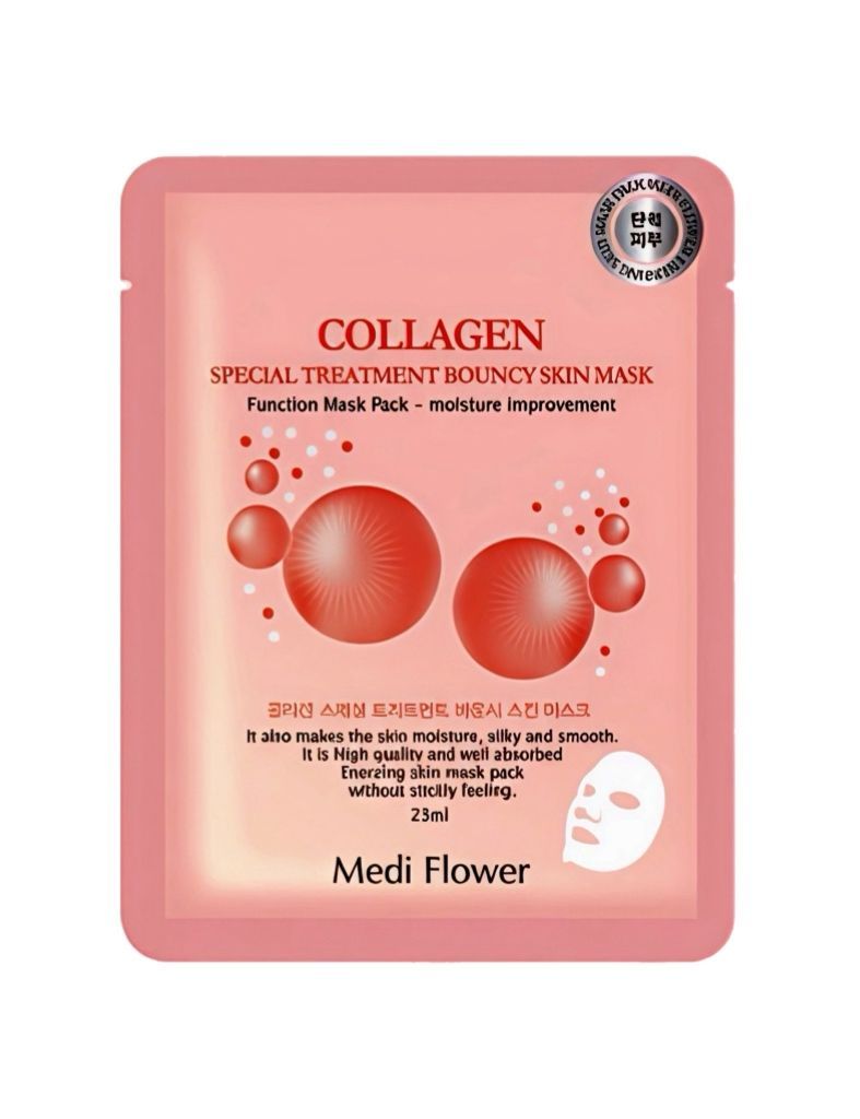 Маска для лица тканевая увлажняющая с коллагеном Medi Flower Mask Pack Special Treatment Bouncy Skin Collagen, 23 мл