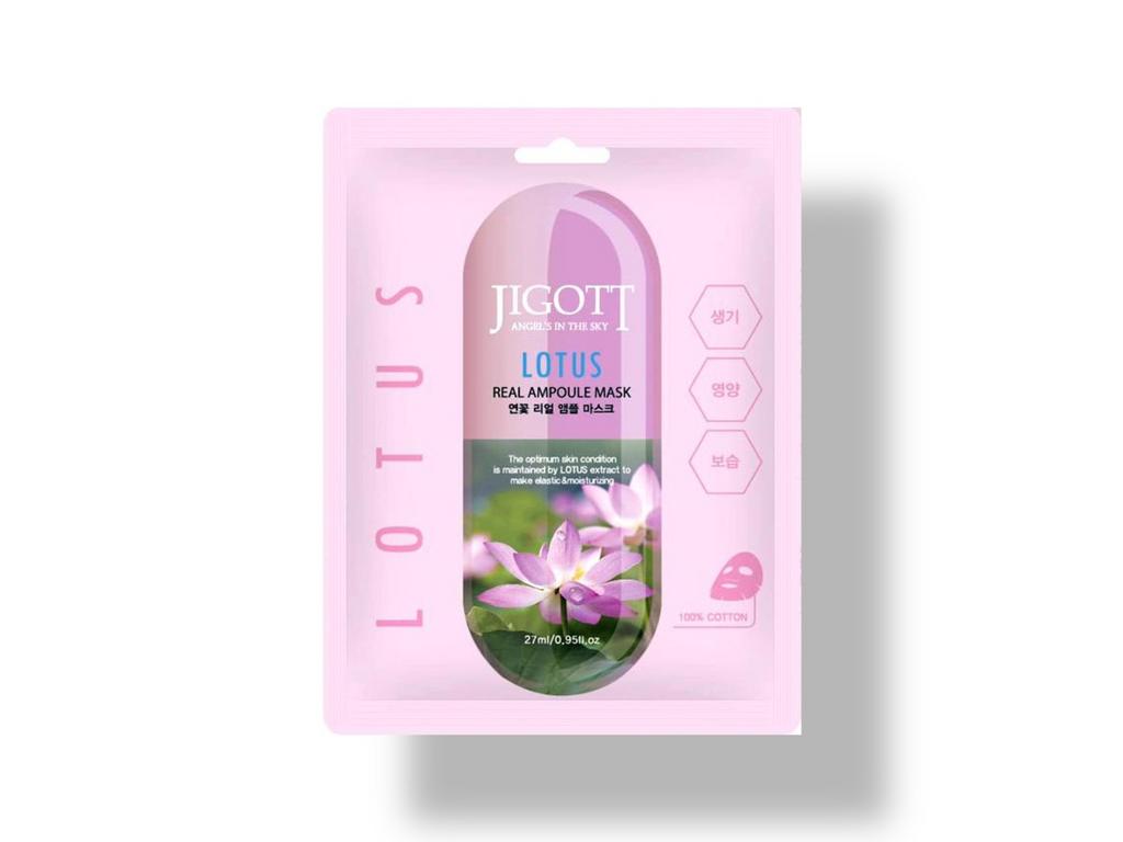 Тканевая ампульная маска с экстрактом Лотоса Jigott Lotus Real Ampoule Mask, 27 мл.