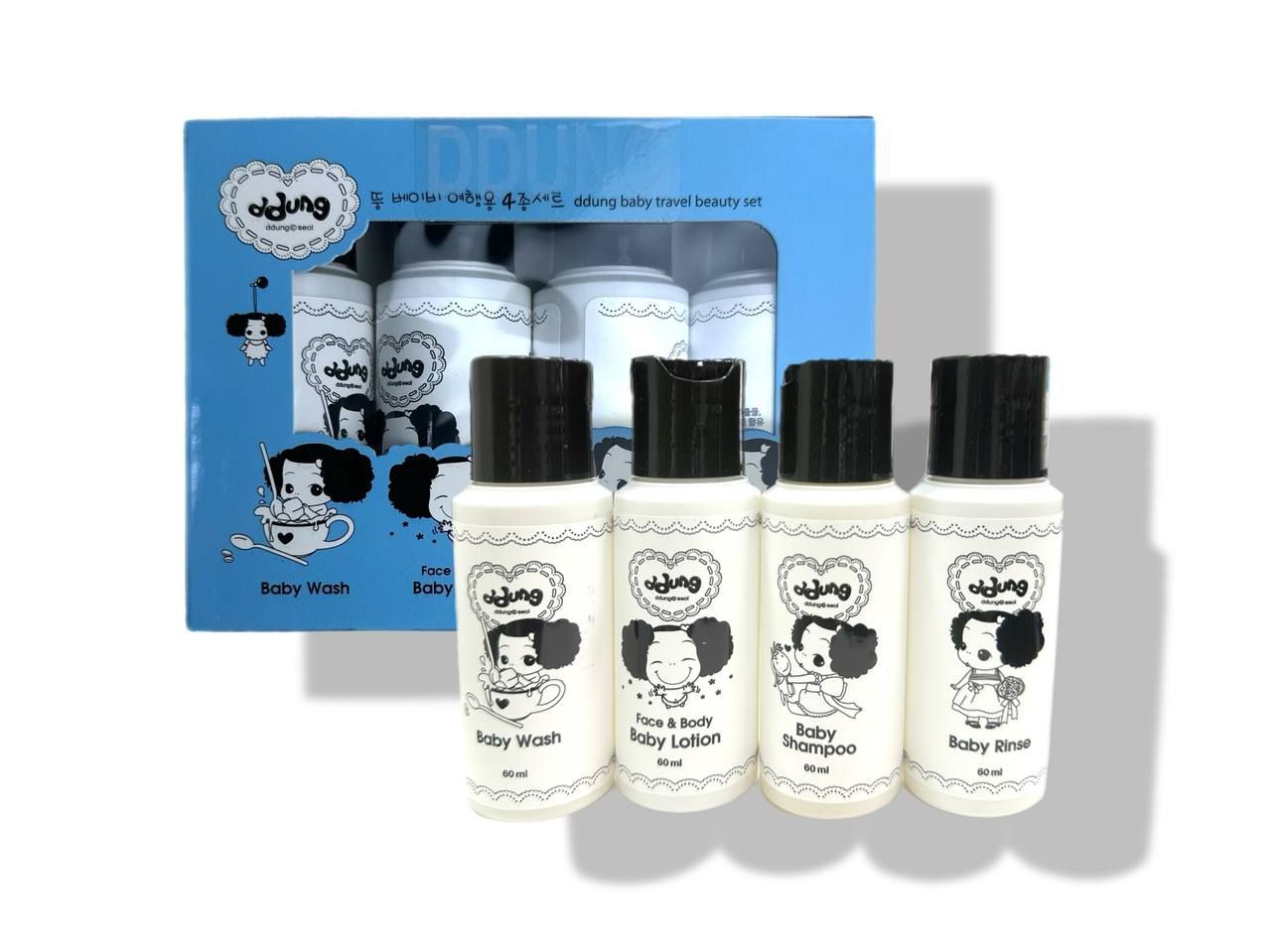 Дорожный набор из 4 предметов для детей Ddung baby travel beauty set 60 мл*4