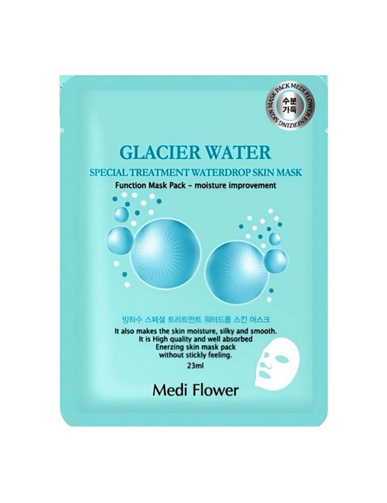 Увлажняющая маска для лица с талой ледниковой водой Medi Flower Mask Pack Special Treatment Waterdrop Skin Glacier Water, 23 мл