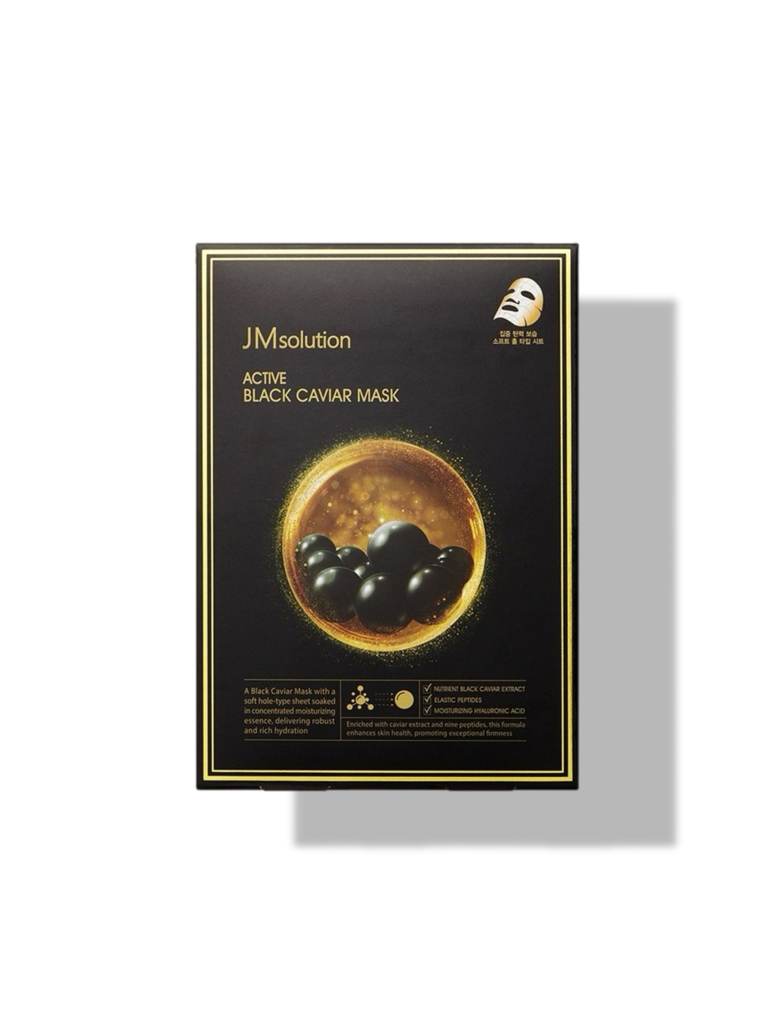 Тканевая маска с черной икрой и пептидами Jmsolution Active Black Caviar Mask, 30 мл.