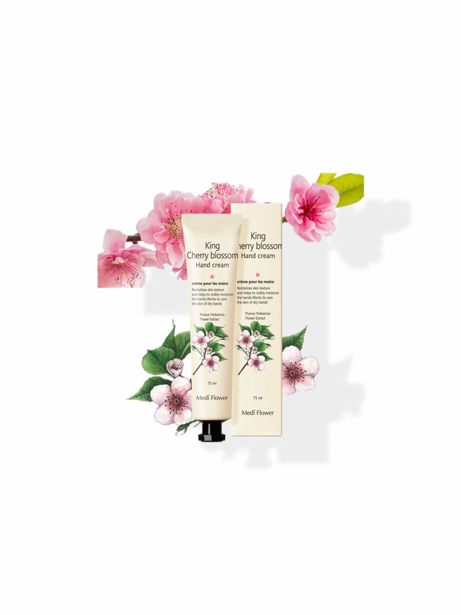 Крем для рук с экстрактом королевской вишни	Medi Flower Hand Cream King Cherry Blossom, 75 мл.
