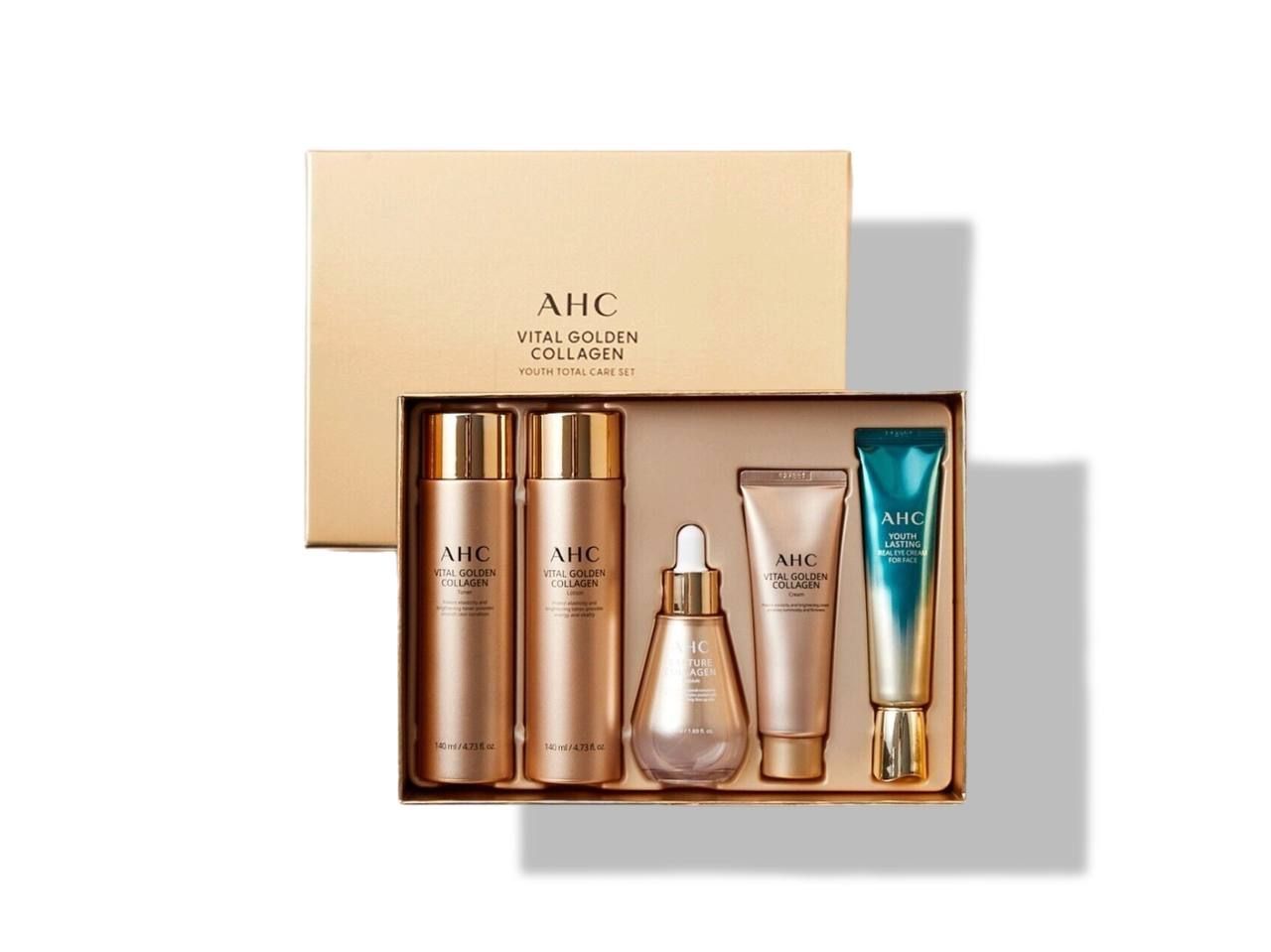 Набор антивозрастных средств с золотом и коллагеном AHC Vital Golden Collagen Special Skin Care Set.