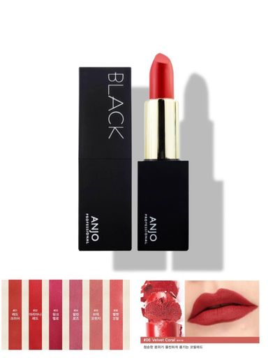 Полуматовая помада ANJO PROFESSIONAL BLACK LIPSTICK (4.5 г) в оттенке 6 velvet coral.