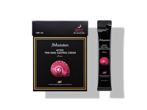 Обновляющая ночная маска с муцином улитки JMsolution Active Pink Snail Sleeping Cream Prime, 4 мл. 