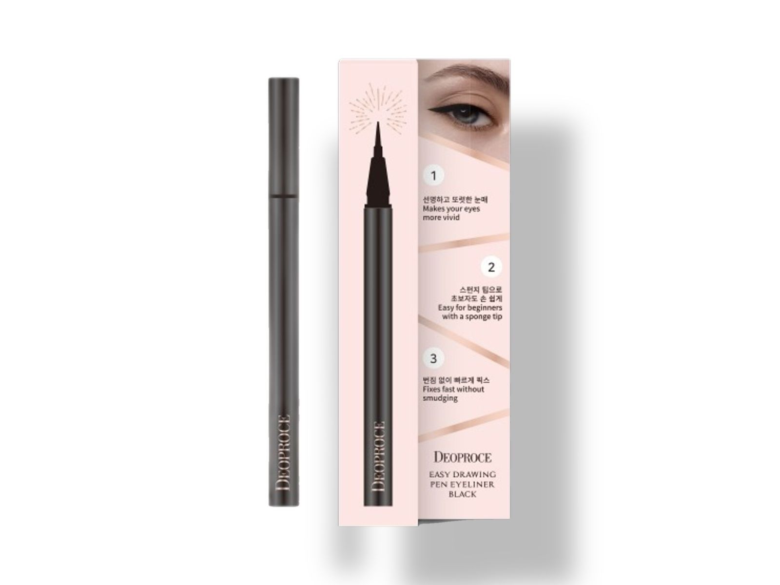 Водостойкая подводка лайнер для глаз Deoproce Easy Drawing Pen Eyeliner Black, 0,7 гр.