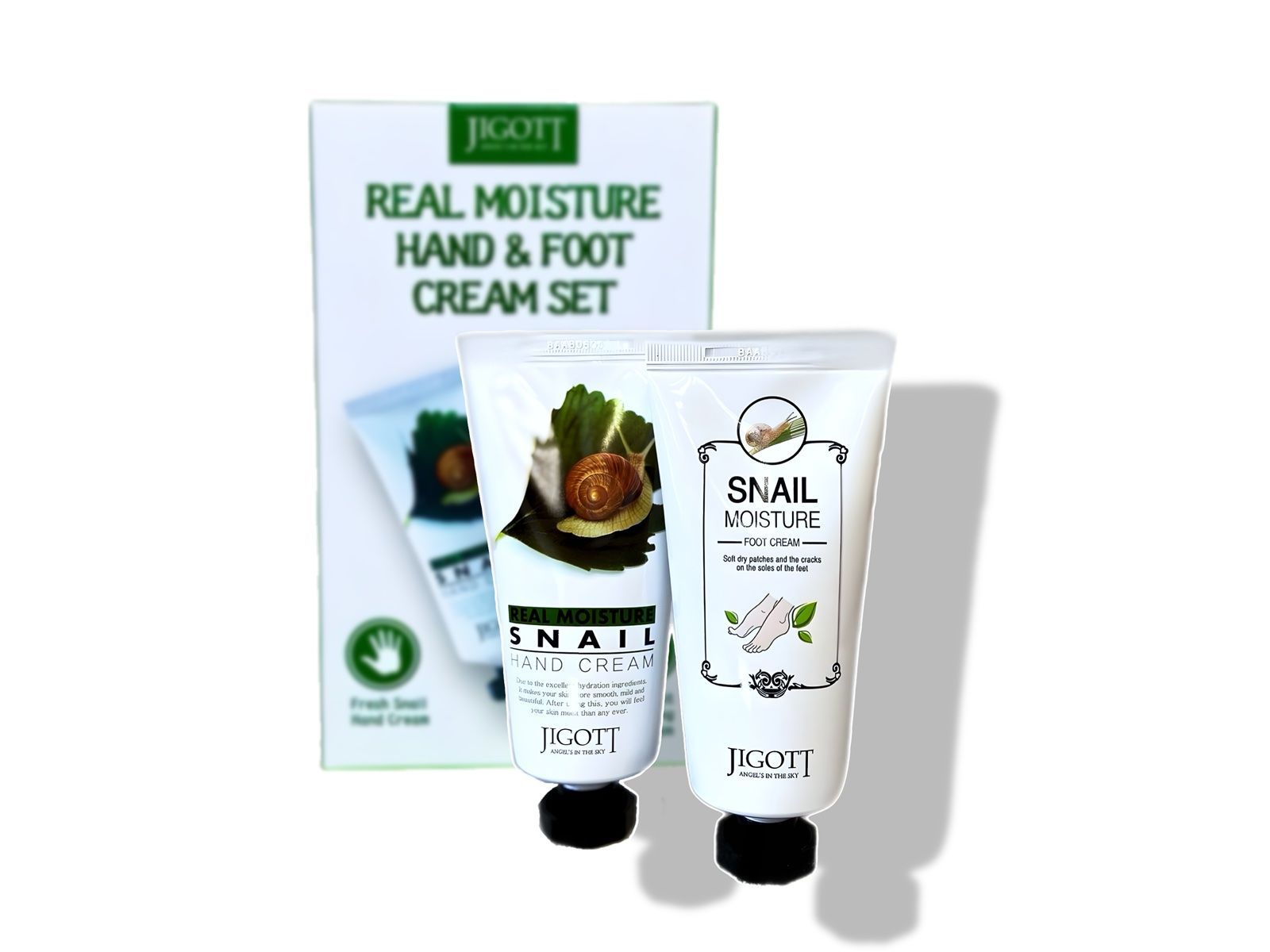 -30% Набор кремов для рук и ног с муцином улитки Jigott Real Moisture Hand and Foot Cream Set, 100 мл + 100 мл.