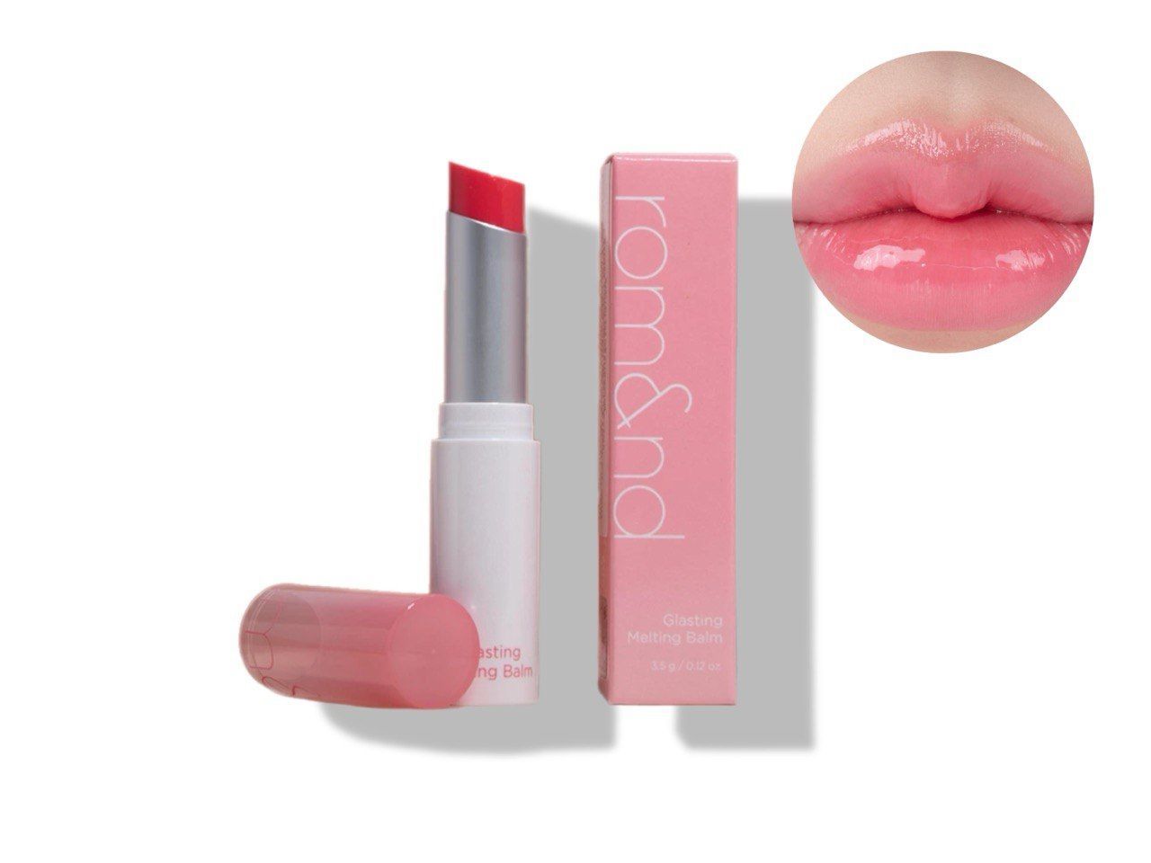 Тающий оттеночный бальзам для губ нежно-розовый нюд Rom&Nd Glasting Melting Balm, 02 Lovey Pink, 3,5 гр. 